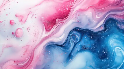 mesmerizing swirl of pink, white, and blue abstract patterns, resembling a cosmic or fluid design, creating a soothing and ethereal visual.