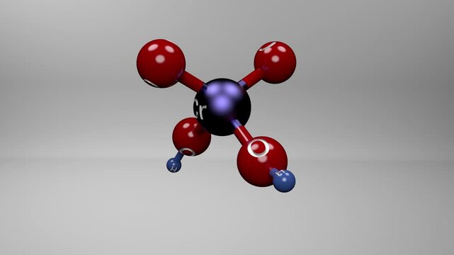 Chromic acid molecule. Molecular structure of chromium trioxide, a common cleaning solution for laboratory glassware.