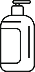 Simple black and white icon of a dispenser bottle for liquid soap, shampoo or shower gel