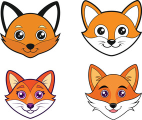 Fototapeta premium fox head, cartoon vector illustration