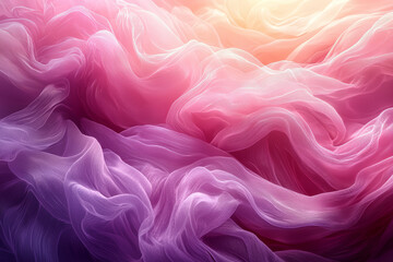 Fototapeta premium Layers of translucent pinks and purples overlap, creating a dreamy, ethereal effect. Concept of mystical allure. Generative Ai.