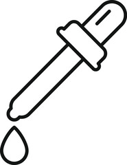 Simple vector icon of a pipette dropper dispensing a single drop of liquid