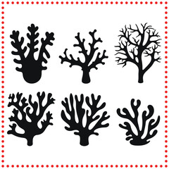 Stylized Coral Shapes Silhouette   Elegant Vector Art for Oceanic Projects