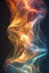 Obraz premium Glowing orange and blue light swirls against a dark background