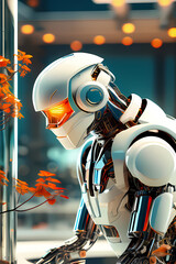 machine learning programme robotic future technology concept, illustration wallpaper 