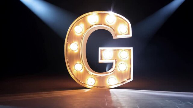 Illuminated Letter G Spotlighted in a Theatrical Setting Generative AI