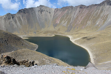 Sun lake in the crater of Nevado de Toluca