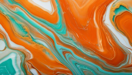 abstract orange and turquoise textured marble background