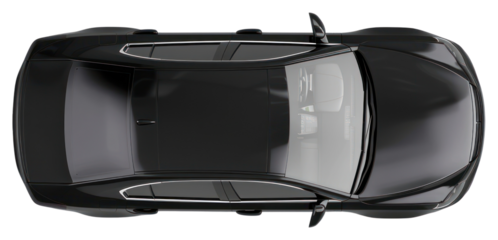PNG Sleek black car overhead view