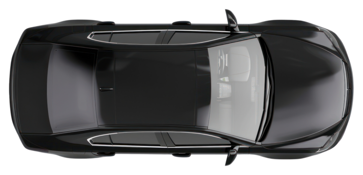PNG Sleek black car overhead view