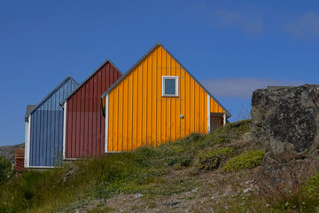 Row of colorful houses in Greenland © PT Hamilton
