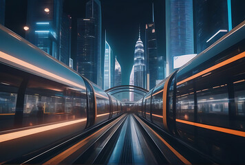 futuristic cityscape public transportation smart infrastructure
