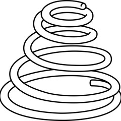 Conical compression coil spring. Vector outline illustration.