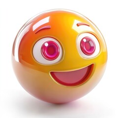 Playful 3D emoji with vibrant colors and glossy finish, featuring textured hair and exaggerated features against a crisp white background in ultra-high resolution