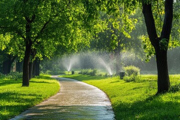 Sidewalk Sprinkler. Wide Coverage Irrigation System for Park Garden Bed