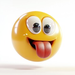 A playful emoji with big eyes and a cheeky grin, sticking its tongue out in a joyful moment, perfect for conveying fun and humor in any context