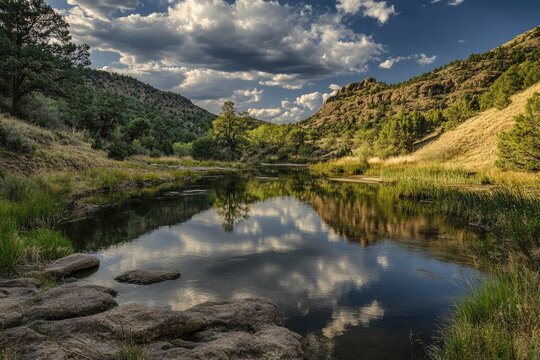 Gila Wilderness: The River in Gila National Forest, USA - A National Canyon Landscape in the Land of Enchantment