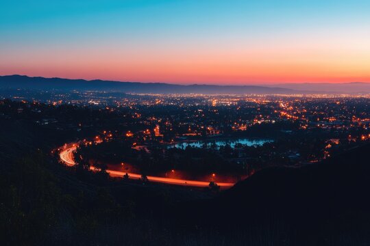 La Mesa California. Stunning Sunset View from Mount Helix overlooking Pacific Coast
