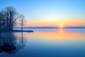 Fototapeta premium Lake Norman Sunrise. North Carolina's Scenic Piedmont Lake at Dawn