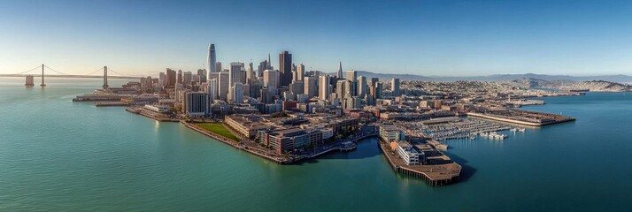 Naklejka premium South of Market San Francisco Skyline and Waterfront Aerial View