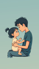 open layer vector of father and doughter- happy father day