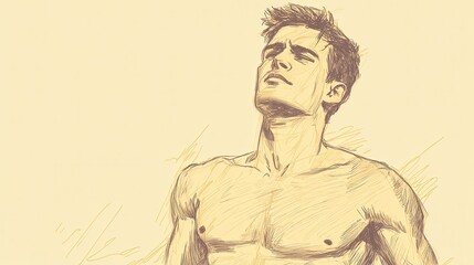 Hand-drawn sketch of a European man with contemplative expression, showcasing artistic talent and creative illustration