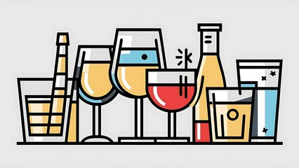 Drinks and glass line icon set. Pixel perfect fully editable vector icon suitable for websites, info graphics and print media.