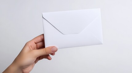 Minimalist White Envelope in a Hand Against a Bright Background
