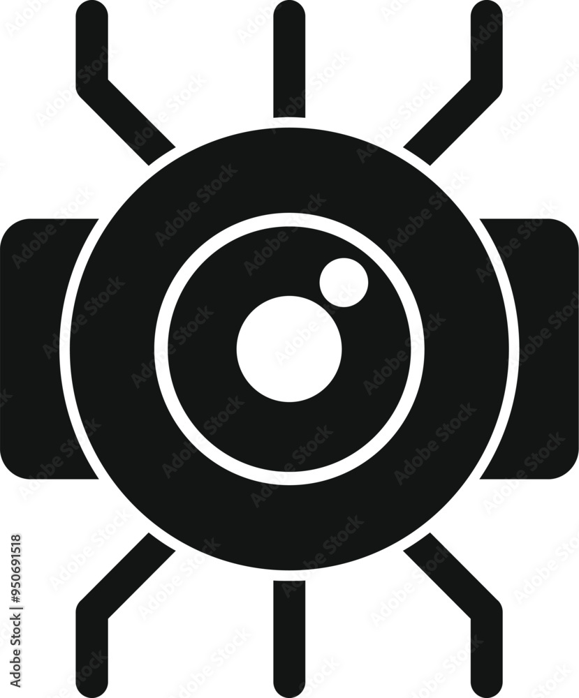 Poster simple vector icon representing a smart home camera using face recognition