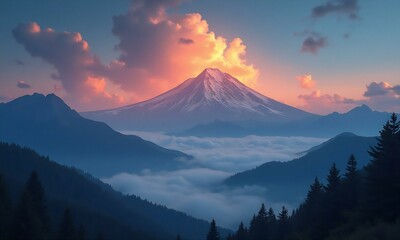 Fototapeta premium View of mountn with dreamy aesthetic