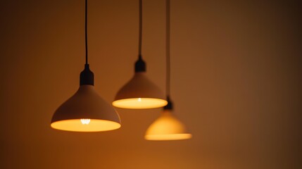 Cozy Ambiance with Hanging Lamps in a Dim Room