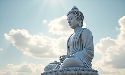 Fototapeta premium 3d rendering of buddha statue agnst the sky