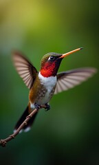 Vividly colored hummingbird in natural environment