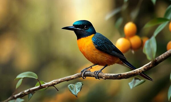 Blue-winged Minla Bird on Branch