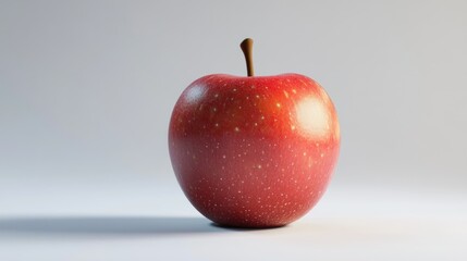 A Single Red Apple with a Brown Stem on a White Background
