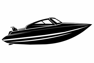 A speedboat silhouette black vector art illustration