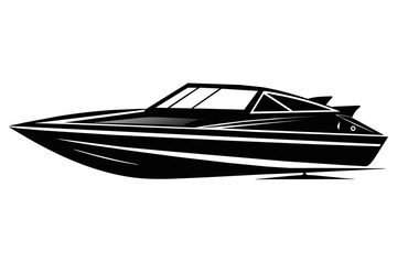 A speedboat silhouette black vector art illustration