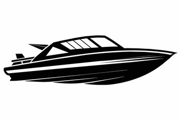 A speedboat silhouette black vector art illustration