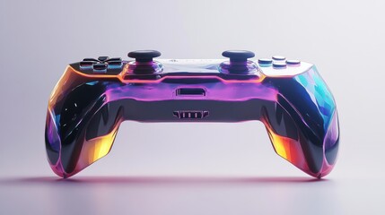 Futuristic iridescent gaming controller with black buttons
