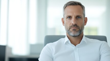 Obraz premium Confident Executive Sitting in Modern Office