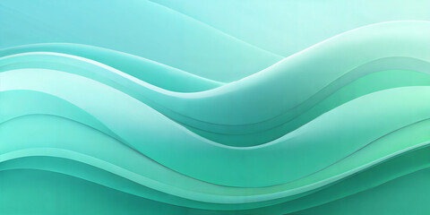 Fototapeta premium Abstract wavy background in turquoise tones with copy space