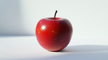 A Single Red Apple with Yellow Spots on a White Background