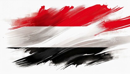 Yemen flag in abstract brush stroke style
