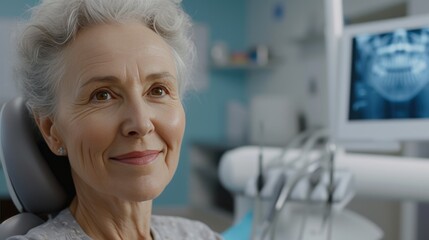 Obraz premium Smiling Elderly Woman After Routine Dental Checkup