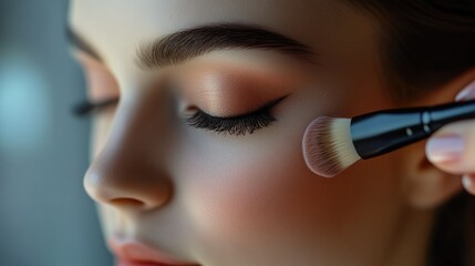 Young Woman Receiving Expert Eye Makeup Application