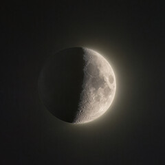 HDR Moon with Earthshine glow on a dark background.  Shot from Ontario Canada