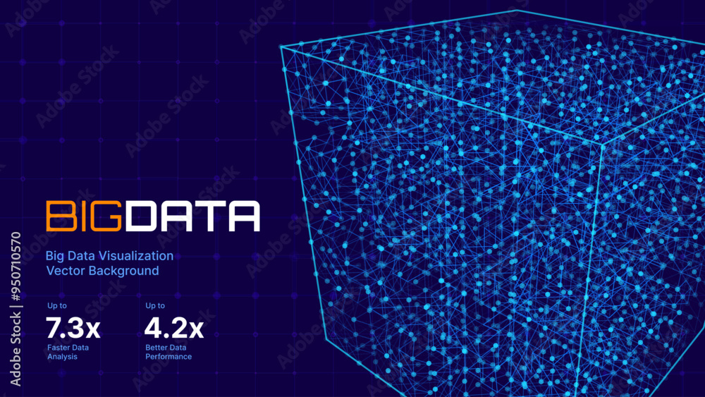 Fototapete Big Data Storage Technology. Abstract Data Cube Background. Modern Technology Banner. Information Server. Data Science Computer Science Algorithms Vector Illustration.