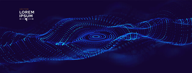 Big Data Visualization. Circular Particles Dots Vortex Abstract Galaxy. Futuristic Science or Finance Infographic Design. Complex Visual Data Background. Abstract Data Flowing. Vector Illustration. © ec0de