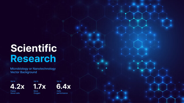 Abstract Digital Blue Hexagons Pattern Business or Science Research Background. Medical or Tech Innovation Online Webinar Presentation Event. Conference or Forum Vector Illustration Backdrop.
