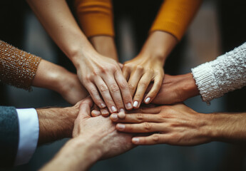 Joined hands for teamwork
